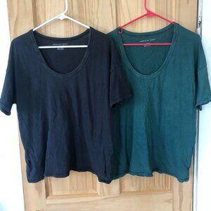 American Eagle Women's Cotton Short Sleeve Scoopneck Tees - Bundle of 2, Sz M